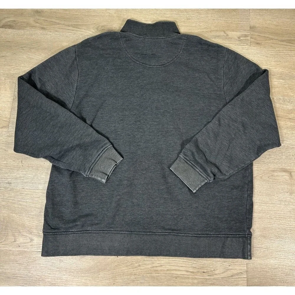 Orvis Quarter Zip Charcoal Gray Maroon Pullover Sweater Size XXL